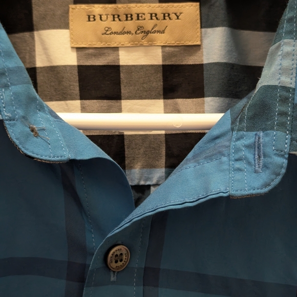Burberry Blue Checkered Men's Shirt - Picture 1 of 5